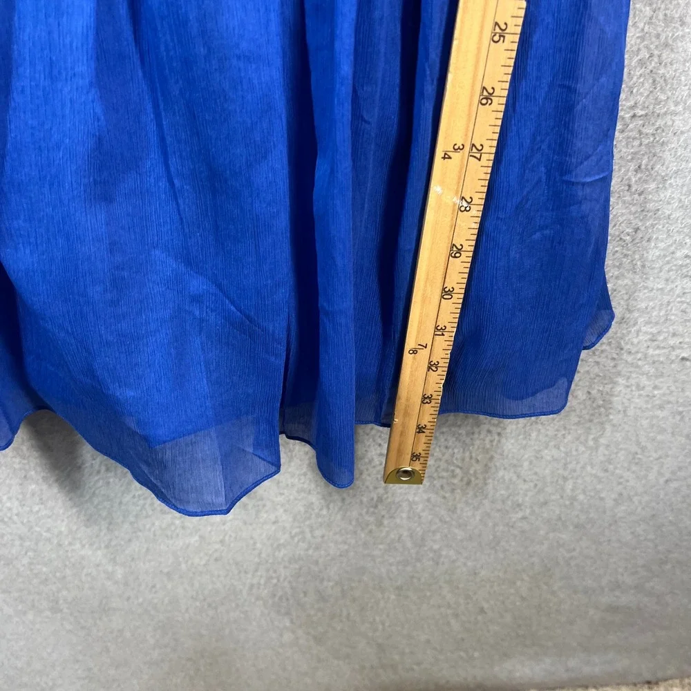 J. Crew Blue Silk Chiffon Pleated Sleeveless Cocktail Dress 42103 Womens 6P - Picture 5 of 8